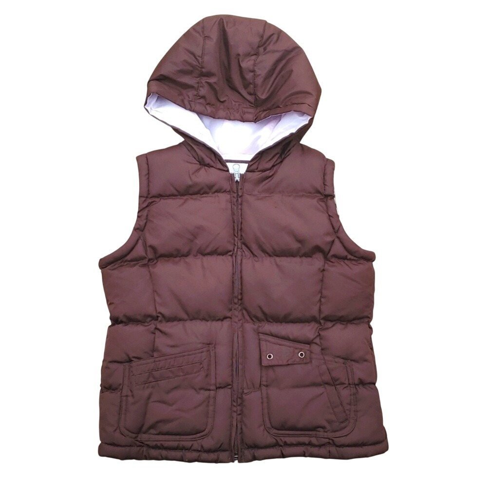 Cherokee Girls Brown Hooded Puffer Vest Size 7-8
